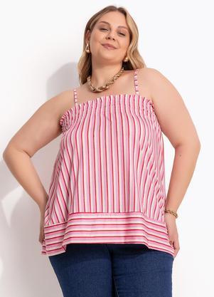 Blusa (Listrado Rosa) em Malha Fria