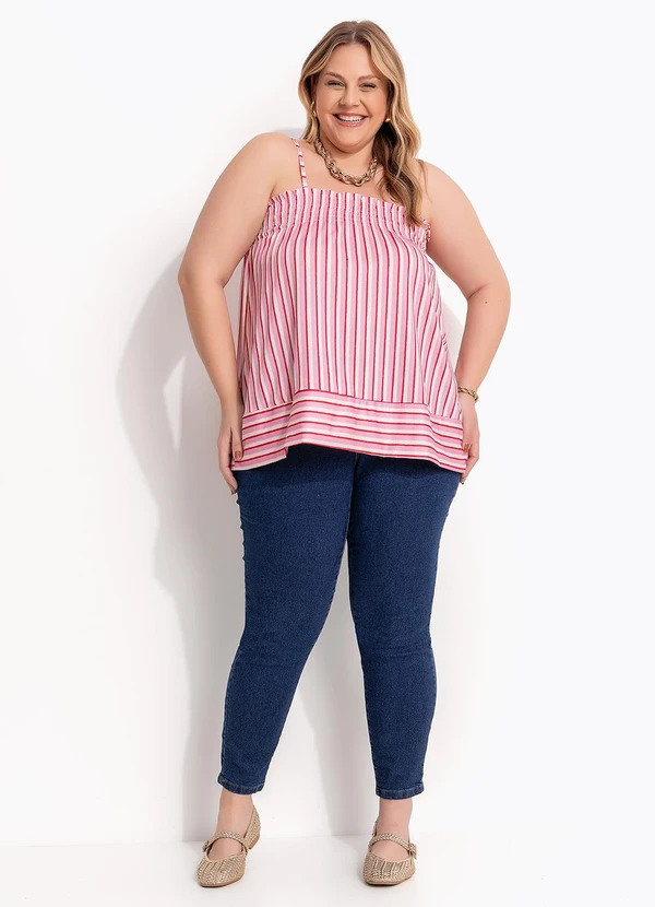 Marguerite - Blusa Listrado Rosa em Malha Fria 5