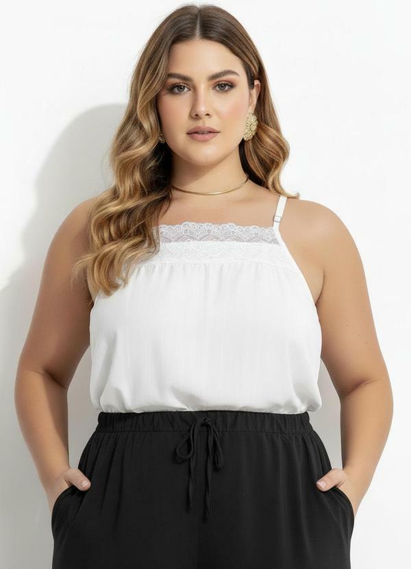 Blusa (Off White) em Viscose Plana