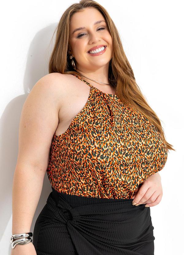 Marguerite - Blusa Onça Caramelo em Jersey Acetinado 1