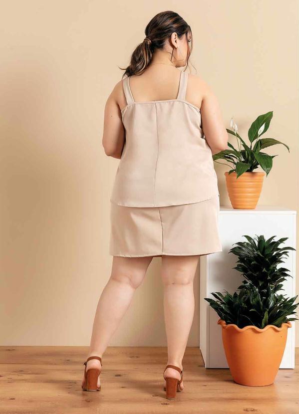 Outlet - Blusa Plus Size Bege com Amarração no Busto 4