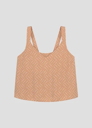 Cereja Rosa - Blusa Plus Size em Viscose Estampada Bege - CEREJA ROSA