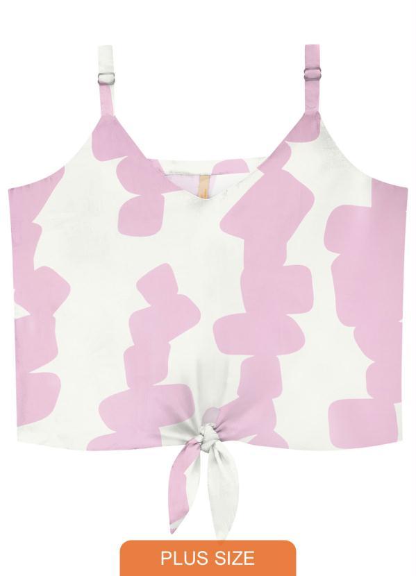 Lunender Mais Mulher - Blusa Plus Size Estampada com Amarração Roxo