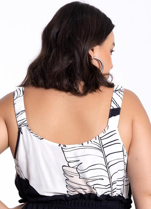 Lunender Mais Mulher - Blusa Plus Size Estampada em Viscose Alças Preto 2