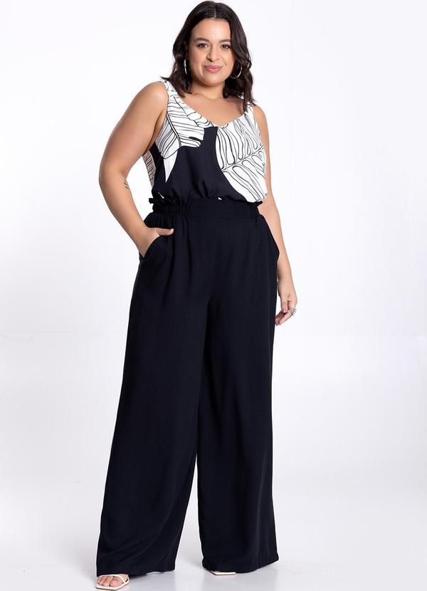 Lunender Mais Mulher - Blusa Plus Size Estampada em Viscose Alças Preto 3