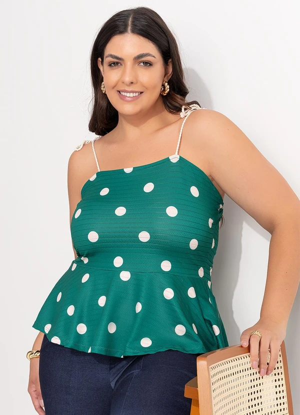 Marguerite - Blusa Poá Verde em Malha Texturizada