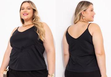 Blusa Preta com Detalhe em Renda