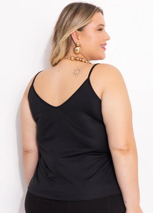 Marguerite - Blusa Preta com Detalhe em Renda - MARGUERITE
