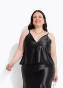 Blusa Preto em Malha Acetinada