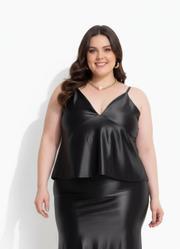 Blusa Preto em Malha Acetinada