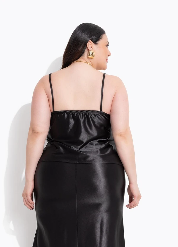 Marguerite - Blusa Preto em Malha Acetinada 2