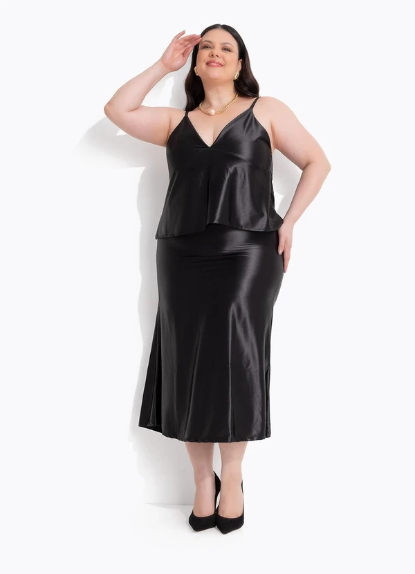 Marguerite - Blusa Preto em Malha Acetinada 6