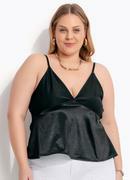 Blusa Preto em Malha com Elastano