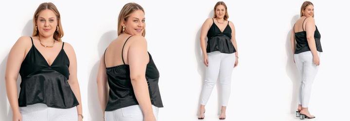 Blusa Preto em Malha com Elastano