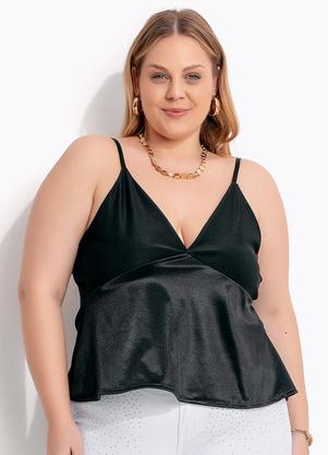 Blusa (Preto) em Malha com Elastano