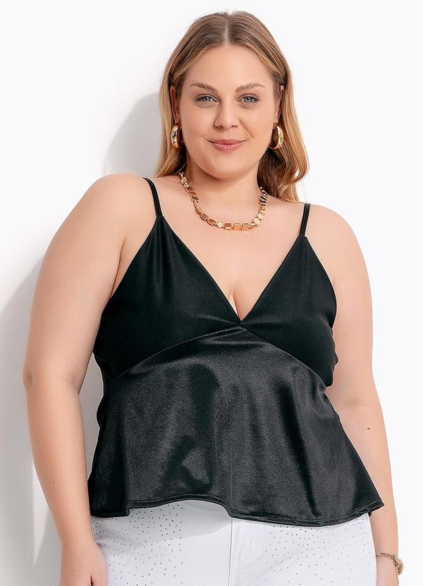 Blusa (Preto) em Malha com Elastano