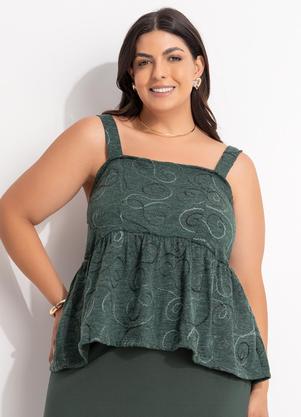 Blusa (Verde Escuro) em Malha Bordada