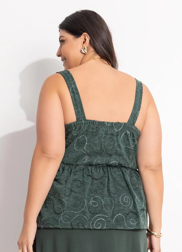 Marguerite - Blusa Verde Escuro em Malha Bordada 5