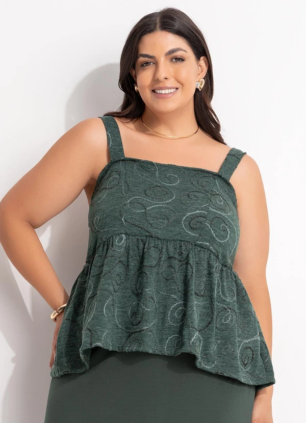 Marguerite - Blusa Verde Escuro em Malha Bordada 2
