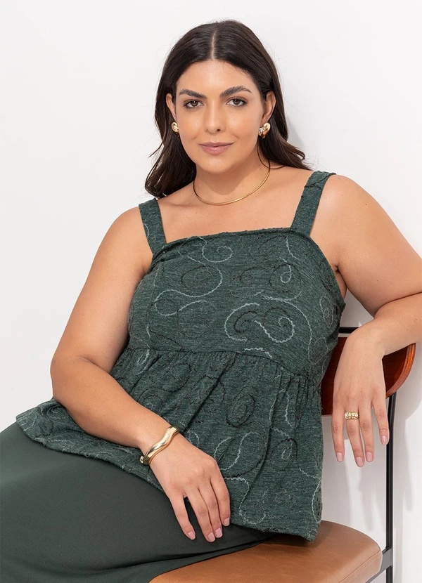 Marguerite - Blusa Verde Escuro em Malha Bordada 7