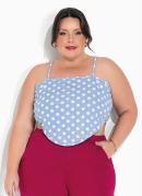 Cropped Po Azul 2 Formas de Uso Plus Size