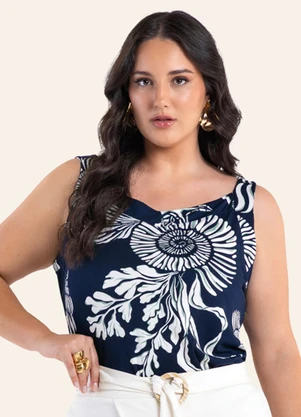 Secret Glam - Regata Feminina Estampada Azul - SECRET GLAM