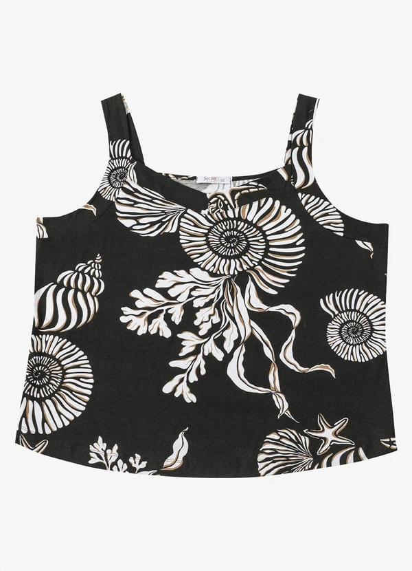 Secret Glam - Regata Feminina Estampada Preto