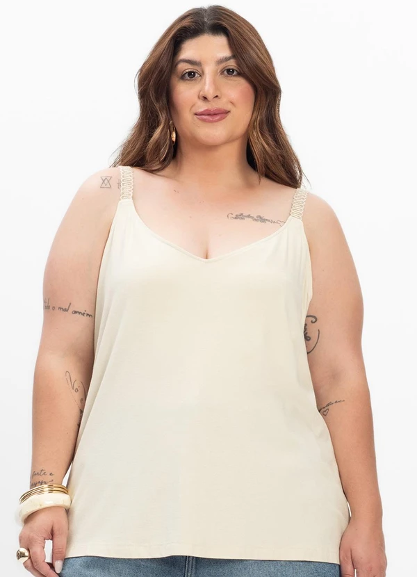 Secret Glam - Regata Feminina Plus Size Bege