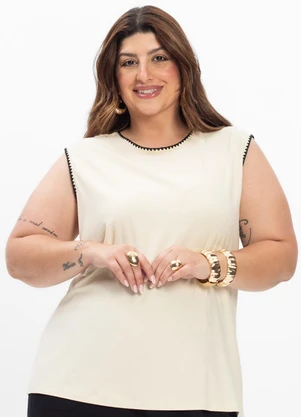 Secret Glam - Regata Feminina Plus Size Bege - SECRET GLAM