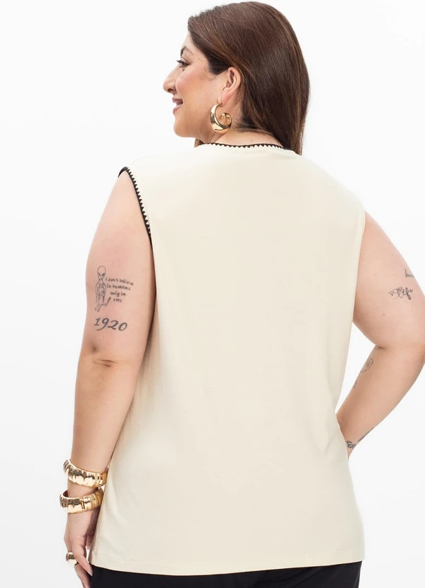 Secret Glam - Regata Feminina Plus Size Bege 3
