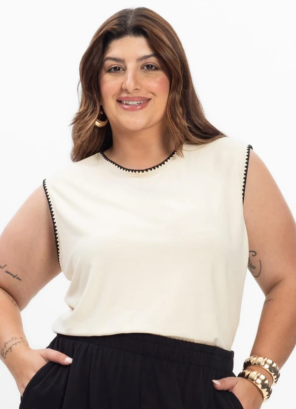 Secret Glam - Regata Feminina Plus Size Bege 2