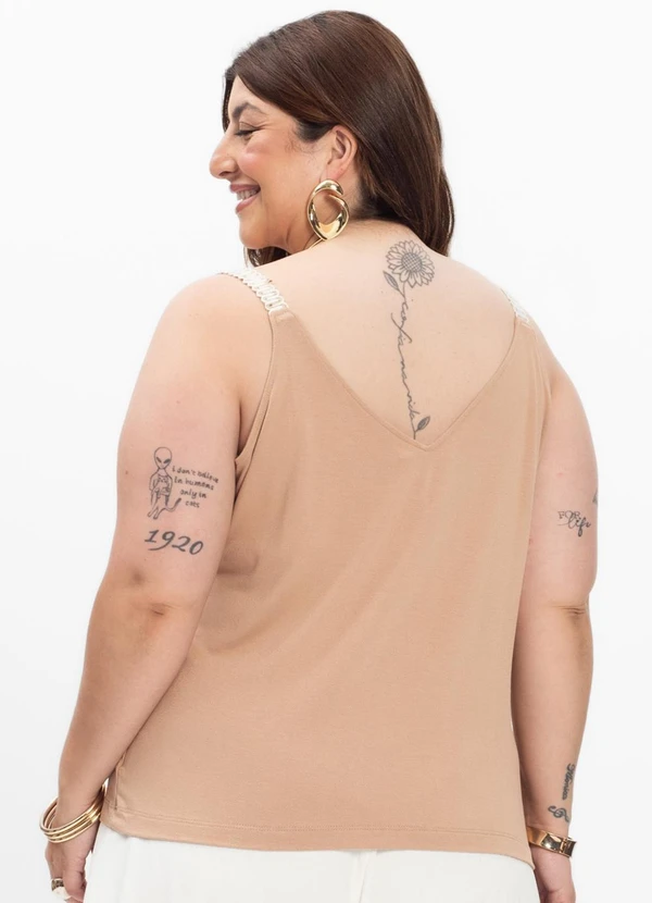 Secret Glam - Regata Feminina Plus Size Marrom 2