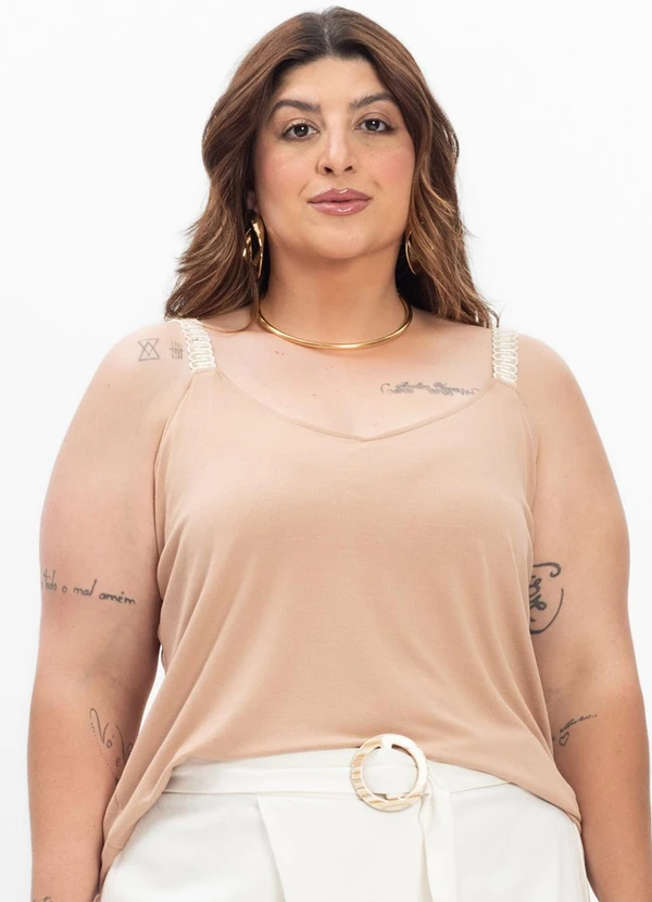 Secret Glam - Regata Feminina Plus Size Marrom 3