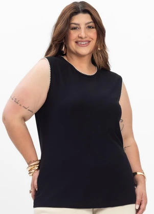 Secret Glam - Regata Feminina Plus Size Preto - SECRET GLAM