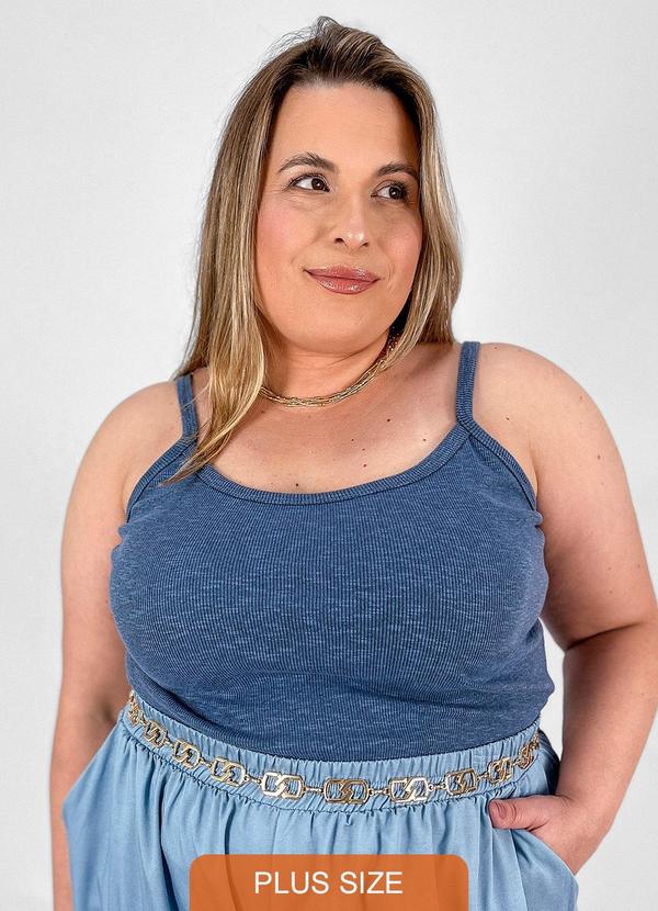 Miss Masy Plus - Regata Plus Size Eloa Azul Acinzentado