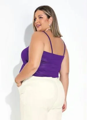 Marguerite - Top Faixa Roxo com Alças e Elástico Plus Size - MARGUERITE