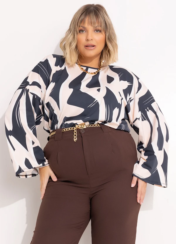 Marguerite - Blusa Abstrata em Malha com Elastano