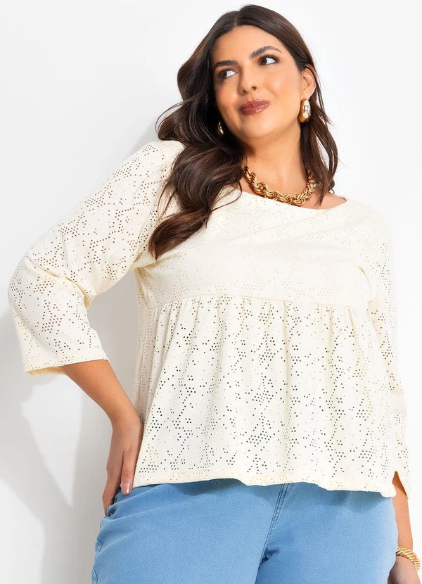 Marguerite - Blusa Amarelo Pó em Malha Laise