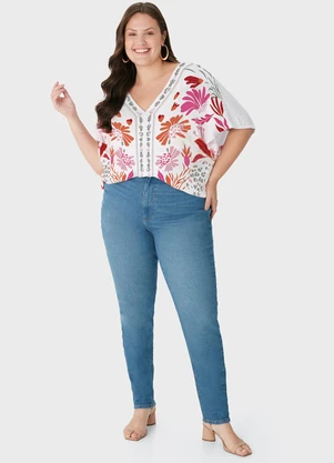 Malwee - Blusa Ampla Tropical PlusBranco - MALWEE