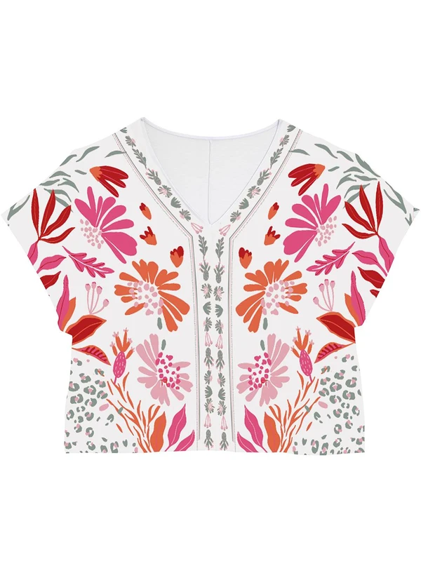 Malwee - Blusa Ampla Tropical PlusBranco 3