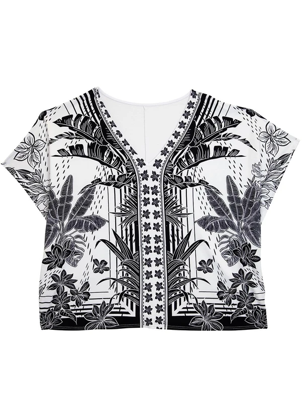 Malwee - Blusa Ampla Tropical PlusPreto
