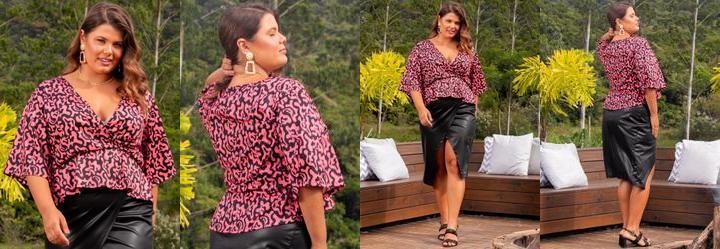 Blusa Artsy Rosa em Jersey Acetinado