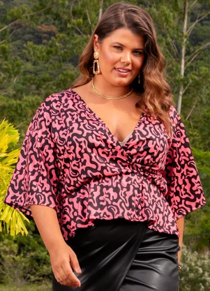 Marguerite - Blusa Artsy Rosa em Jersey Acetinado - MARGUERITE