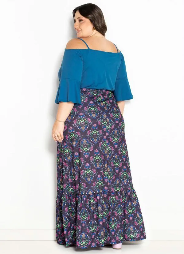 Marguerite - Blusa Azul com Mangas Flare e Alças Plus Size 5