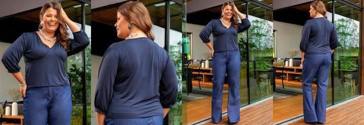 Blusa Azul Marinho em Malha Fria