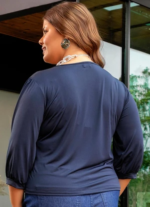 Marguerite - Blusa Azul Marinho em Malha Fria - MARGUERITE
