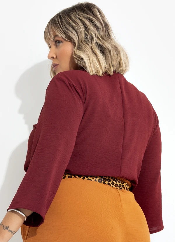Marguerite - Blusa Bordô em Crepe Plano 2