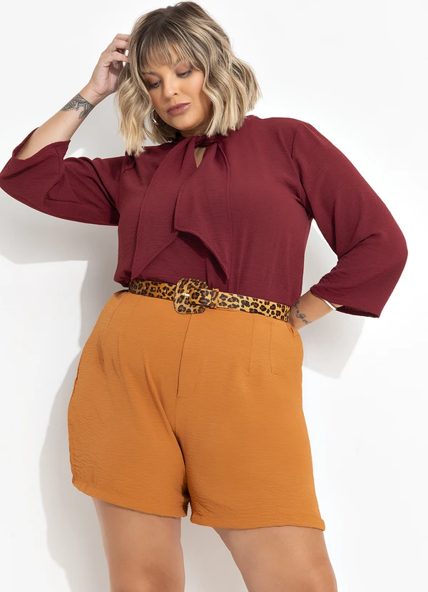 Marguerite - Blusa Bordô em Crepe Plano 6