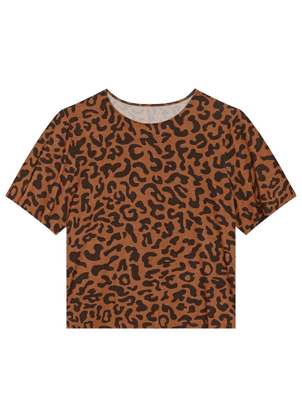 Malwee - Blusa Box Animal Print em Viscolinho Marrom 5