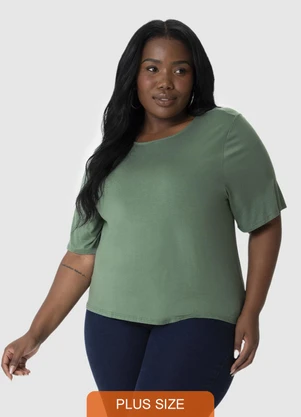 Malwee - Blusa Box em Viscolinho Plus Verde - MALWEE